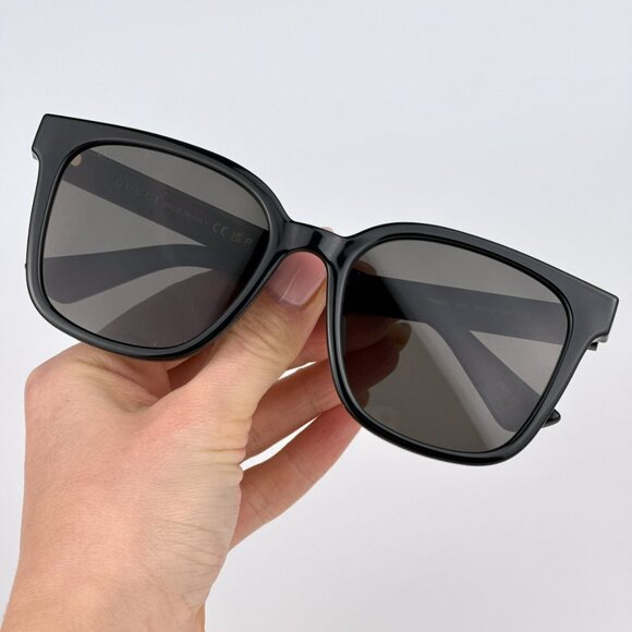 Gucci GG1346SK 002 BRAND NEW Sunglasses Black Brown Polarized Square Unisex - Picture 7 of 14